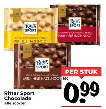 Aanbiedingen Ritter sport chocolade - Ritter Sport - Geldig van 01/10/2017 tot 07/10/2017 bij Vomar