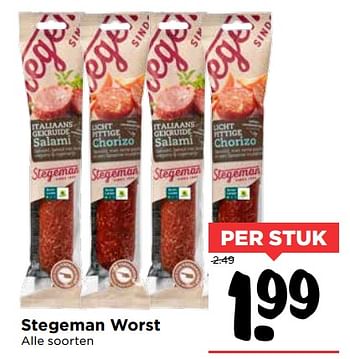 Aanbiedingen Stegeman worst - Stegeman - Geldig van 01/10/2017 tot 07/10/2017 bij Vomar