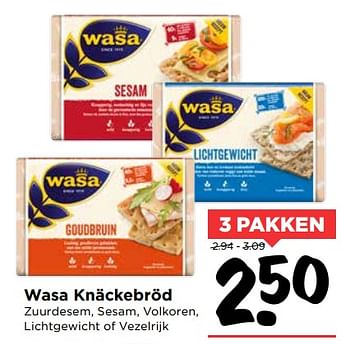 Aanbiedingen Wasa knäckebröd - Wasa - Geldig van 01/10/2017 tot 07/10/2017 bij Vomar