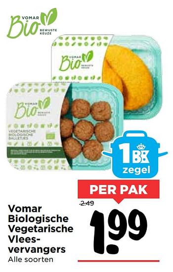 Aanbiedingen Vomar biologische vegetarische vleesvervangers - Huismerk Vomar - Geldig van 01/10/2017 tot 07/10/2017 bij Vomar