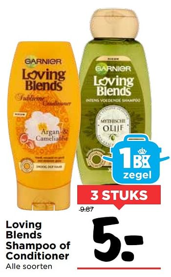 Aanbiedingen Loving blends shampoo of conditioner - Garnier - Geldig van 01/10/2017 tot 07/10/2017 bij Vomar