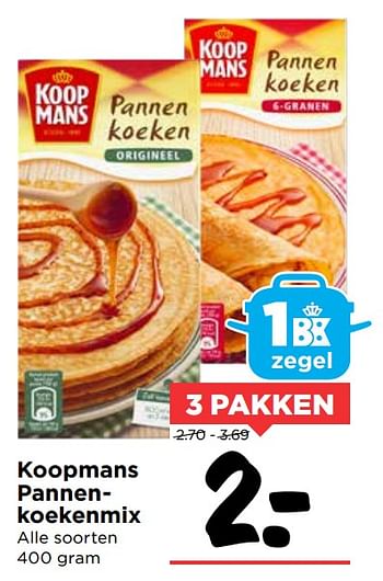 Aanbiedingen Koopmans pannenkoekenmix - Koopmans - Geldig van 01/10/2017 tot 07/10/2017 bij Vomar