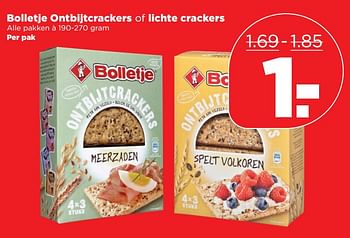 Aanbiedingen Bolletje ontbijtcrackers of lichte crackers - Bolletje - Geldig van 01/10/2017 tot 07/10/2017 bij Plus