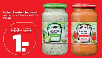 Aanbiedingen Heinz sandwichspread - Heinz - Geldig van 01/10/2017 tot 07/10/2017 bij Plus