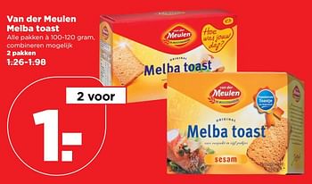 Aanbiedingen Van der meulen melba toast - Van der Meulen - Geldig van 01/10/2017 tot 07/10/2017 bij Plus