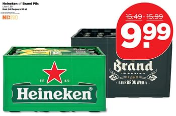 Aanbiedingen Heineken of brand pils - Huismerk - Plus - Geldig van 01/10/2017 tot 07/10/2017 bij Plus