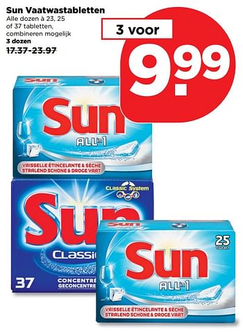 Aanbiedingen Sun vaatwastabletten - Sun - Geldig van 01/10/2017 tot 07/10/2017 bij Plus