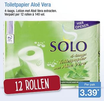 Aanbiedingen Toiletpapier aloë vera - Solo Papierwaren - Geldig van 02/10/2017 tot 08/10/2017 bij Aldi