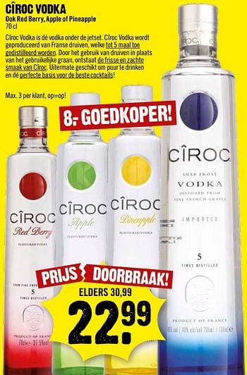 Aanbiedingen Cîroc vodka - Cîroc - Geldig van 01/10/2017 tot 07/10/2017 bij Dirk III