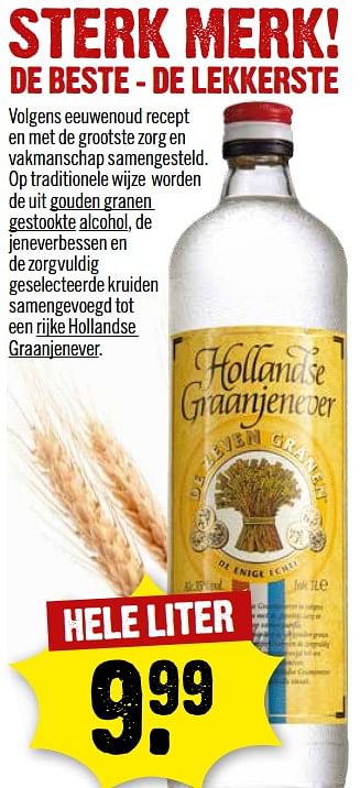 Aanbiedingen Hollandse graanjenever - De Zeven Granen - Geldig van 01/10/2017 tot 07/10/2017 bij Dirk III