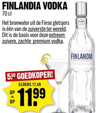 Aanbiedingen Finlandia vodka - Finlandia - Geldig van 01/10/2017 tot 07/10/2017 bij Dirk III