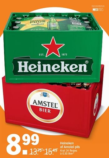 Aanbiedingen Heineken of amstel pils - Huismerk - Albert Heijn - Geldig van 02/10/2017 tot 08/10/2017 bij Albert Heijn