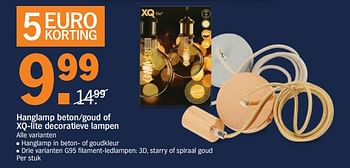 Aanbiedingen Hanglamp beton-goud of xq-lite decoratieve lampen - XQ-Lite - Geldig van 02/10/2017 tot 08/10/2017 bij Albert Heijn