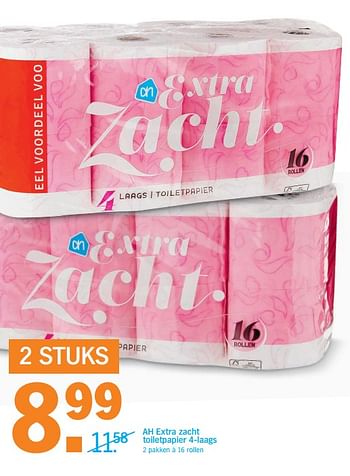 Aanbiedingen Ah extra zacht toiletpapier - Huismerk - Albert Heijn - Geldig van 02/10/2017 tot 08/10/2017 bij Albert Heijn