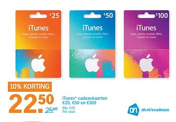 Aanbiedingen Itunes cadeaukaarten - Apple - Geldig van 02/10/2017 tot 08/10/2017 bij Albert Heijn