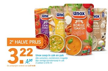 Aanbiedingen Unox soep in zak en pak - Unox - Geldig van 02/10/2017 tot 08/10/2017 bij Albert Heijn