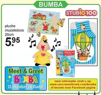 Aanbiedingen Bumba pluche muziekdoos - Bumba - Geldig van 25/09/2017 tot 14/10/2017 bij Van Cranenbroek