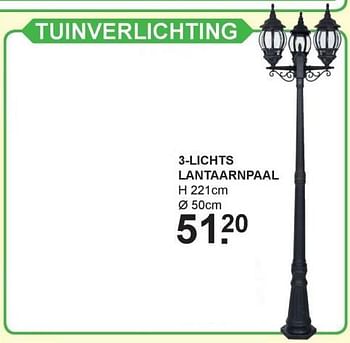 Aanbiedingen Tuinverlichting 3-lichts lantaarnpaal - Huismerk - Van Cranenbroek - Geldig van 25/09/2017 tot 14/10/2017 bij Van Cranenbroek