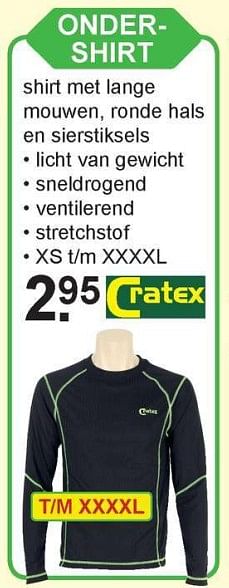 Aanbiedingen Cratex onder shirt - Cratex - Geldig van 25/09/2017 tot 14/10/2017 bij Van Cranenbroek