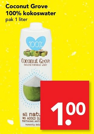Aanbiedingen Coconut grove 100% kokoswater - Coconut Grove - Geldig van 02/10/2017 tot 07/10/2017 bij Deen Supermarkten