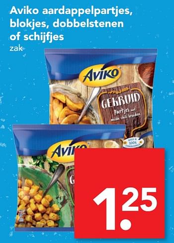 Aanbiedingen Aviko aardappelpartjes, blokjes, dobbelstenen of schijfjes - Aviko - Geldig van 02/10/2017 tot 07/10/2017 bij Deen Supermarkten