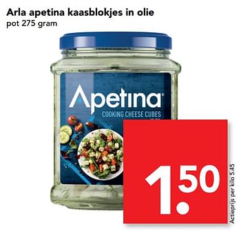 Aanbiedingen Arla apetina kaasblokjes in olie - apetina - Geldig van 02/10/2017 tot 07/10/2017 bij Deen Supermarkten