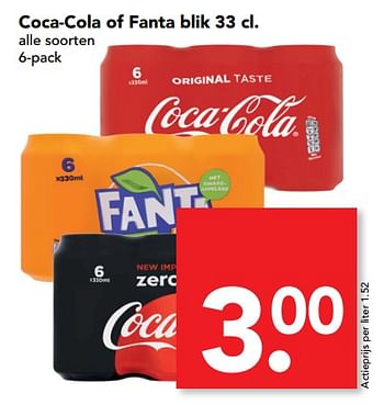 Aanbiedingen Coca-cola of fanta blik - Huismerk deen supermarkt - Geldig van 02/10/2017 tot 07/10/2017 bij Deen Supermarkten