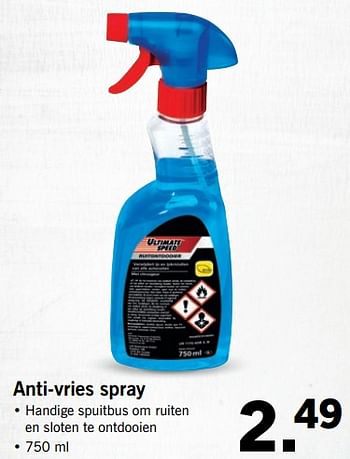 Aanbiedingen Anti-vries spray - Ultimate Speed - Geldig van 02/10/2017 tot 08/10/2017 bij Lidl