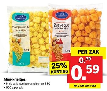 Aanbiedingen Mini-krieltjes - Saladinettes - Geldig van 02/10/2017 tot 08/10/2017 bij Lidl
