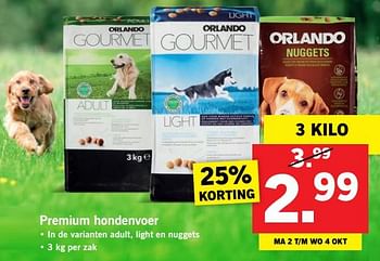 Aanbiedingen Premium hondenvoer - Orlando - Geldig van 02/10/2017 tot 08/10/2017 bij Lidl
