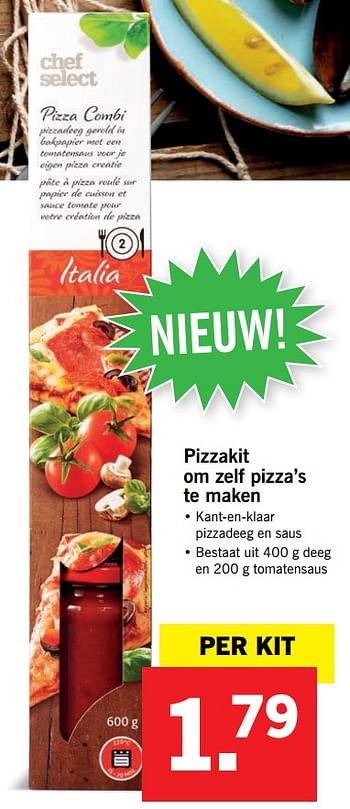 Aanbiedingen Pizzakit om zelf pizza`s te maken - Huismerk - Lidl - Geldig van 02/10/2017 tot 08/10/2017 bij Lidl