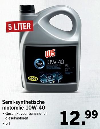 Aanbiedingen Semi-synthetische motorolie 10w-40 - W5 - Geldig van 02/10/2017 tot 08/10/2017 bij Lidl