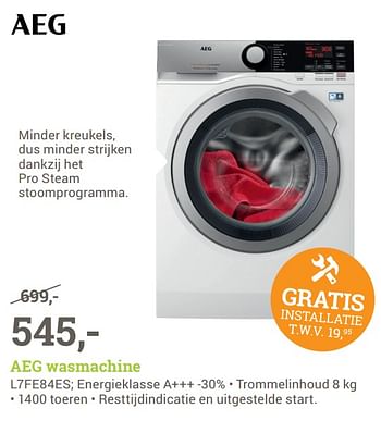 Aanbiedingen Aeg wasmachine l7fe84es - AEG - Geldig van 02/10/2017 tot 08/10/2017 bij BCC