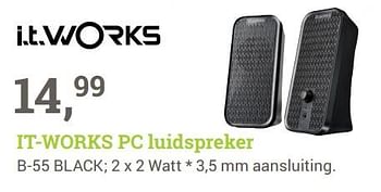 Aanbiedingen It-works pc luidspreker b-55 black - IT-Works - Geldig van 02/10/2017 tot 08/10/2017 bij BCC