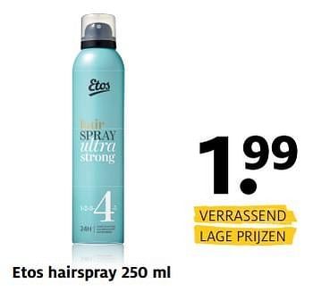 Aanbiedingen Etos hairspray - Huismerk - Etos - Geldig van 02/10/2017 tot 08/10/2017 bij Etos