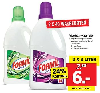 Aanbiedingen Vloeibaar wasmiddel - Formil - Geldig van 02/10/2017 tot 08/10/2017 bij Lidl