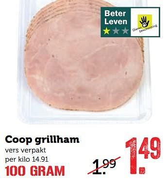 Aanbiedingen Coop grillham - Huismerk - Coop - Geldig van 02/10/2017 tot 08/10/2017 bij Coop