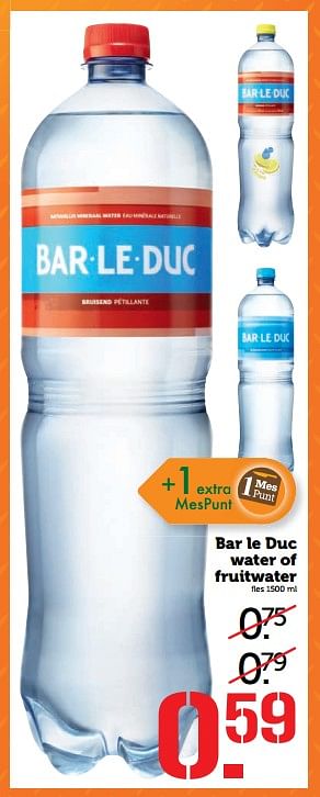 Aanbiedingen Bar le duc water of fruitwater - bar le duc - Geldig van 02/10/2017 tot 08/10/2017 bij Coop