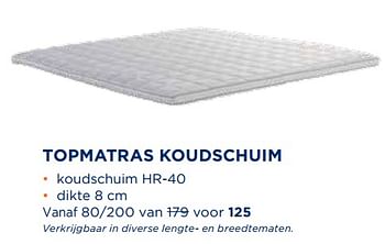 Aanbiedingen Topmatras koudschuim - Huismerk - TotaalBed - Geldig van 02/10/2017 tot 15/10/2017 bij TotaalBed