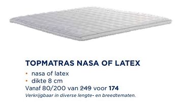 Aanbiedingen Topmatras nasa of latex - Huismerk - TotaalBed - Geldig van 02/10/2017 tot 15/10/2017 bij TotaalBed