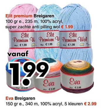 Aanbiedingen Elit premium breigaren - Elit - Geldig van 02/10/2017 tot 14/10/2017 bij Wibra