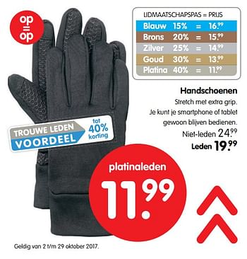 Aanbiedingen Handschoenen - Huismerk - ANWB - Geldig van 02/10/2017 tot 15/10/2017 bij ANWB