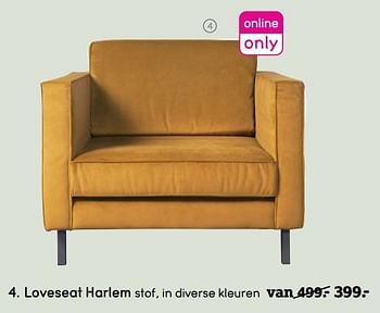 Aanbiedingen Loveseat harlem stof - Huismerk - Leen Bakker - Geldig van 02/10/2017 tot 15/10/2017 bij Leen Bakker