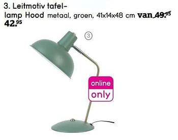 Aanbiedingen Leitmotiv tafellamp hood metaal, groen - Huismerk - Leen Bakker - Geldig van 02/10/2017 tot 15/10/2017 bij Leen Bakker