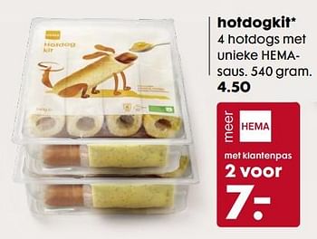 Aanbiedingen Hotdogkit 4 hotdogs met unieke hemasaus - Huismerk - Hema - Geldig van 02/10/2017 tot 15/10/2017 bij Hema