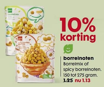 Aanbiedingen Borrelnoten borrelmix of spicy borrelnoten - Huismerk - Hema - Geldig van 02/10/2017 tot 15/10/2017 bij Hema