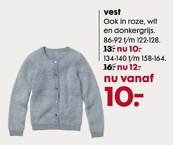 Aanbiedingen Vest ook in roze, wit en donkergrijs - Huismerk - Hema - Geldig van 02/10/2017 tot 15/10/2017 bij Hema