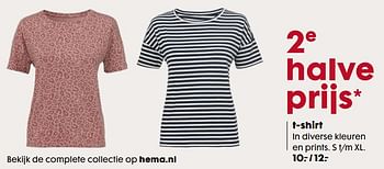 Aanbiedingen T-shirt in diverse kleuren en prints - Huismerk - Hema - Geldig van 02/10/2017 tot 15/10/2017 bij Hema