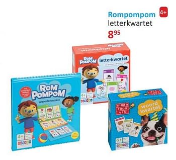 Aanbiedingen Rompompom letterkwartet - Rompompom - Geldig van 02/10/2017 tot 22/10/2017 bij The Read Shop