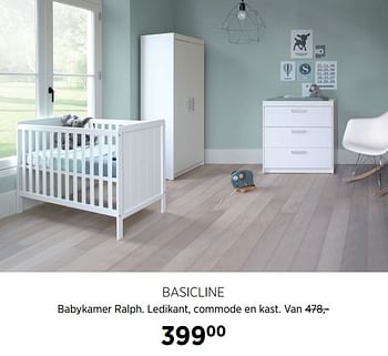 Aanbiedingen Basicline babykamer ralph. ledikant, commode en kast - Basicline - Geldig van 02/10/2017 tot 23/10/2017 bij Babypark